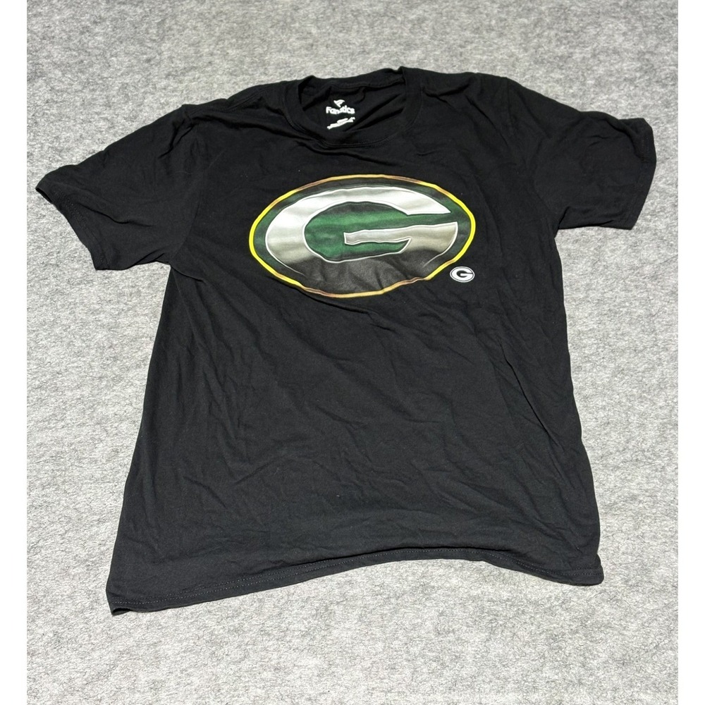 Packers logo Fanatics T-Shirt,‎ Size Medium Black (Fits Small)